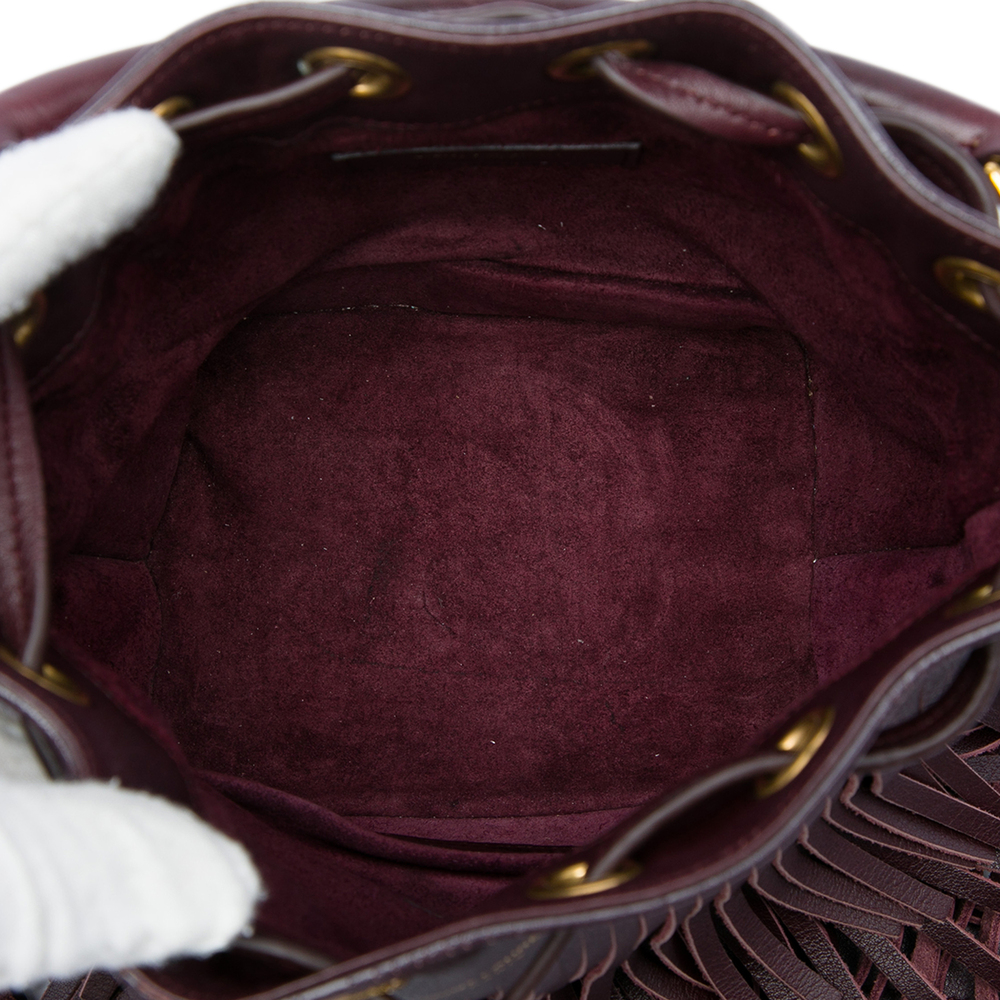 Pre-Loved Saint Laurent Small Calfskin Emmanuelle Fringe Bucket Bag - Picture 4 of 6